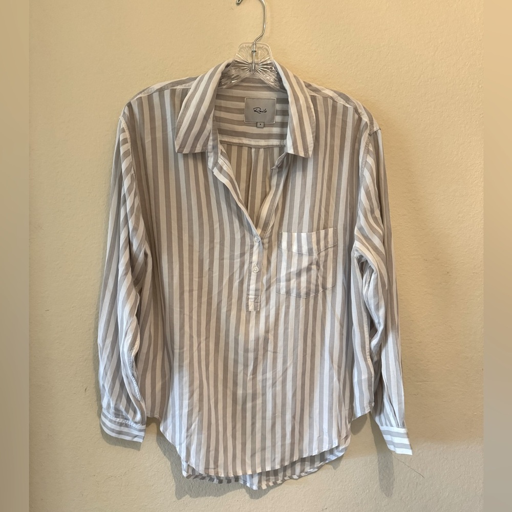 Rails gray and white striped button down blouse brand new without tags Small